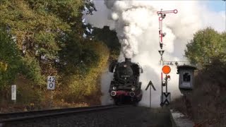 Güterzüge mit zwei Dampfloks der BR 44, beim Plandampf/Steam im Werratal 2018