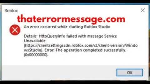 An error occurred while starting Roblox Studio