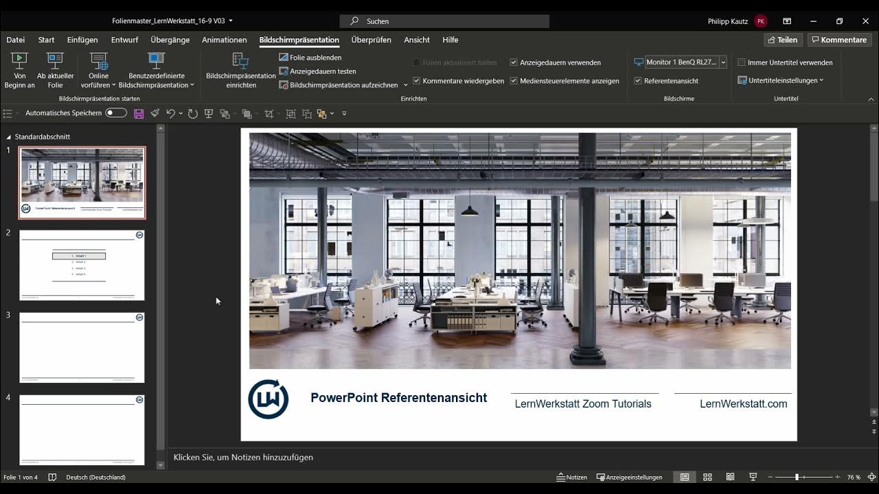 Referentenansicht für PowerPoint Präsentationen (ZOOM) - mit zweitem Bildschirm - YouTube