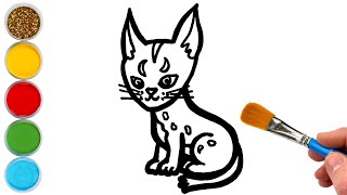 how to draw a lynx kitten drawing painting and coloring for kids toddlers drawing basics