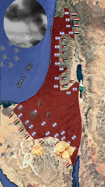 The Six-Day War 1967, Israel vs Eygpt, jordan and Syria.  Animated map