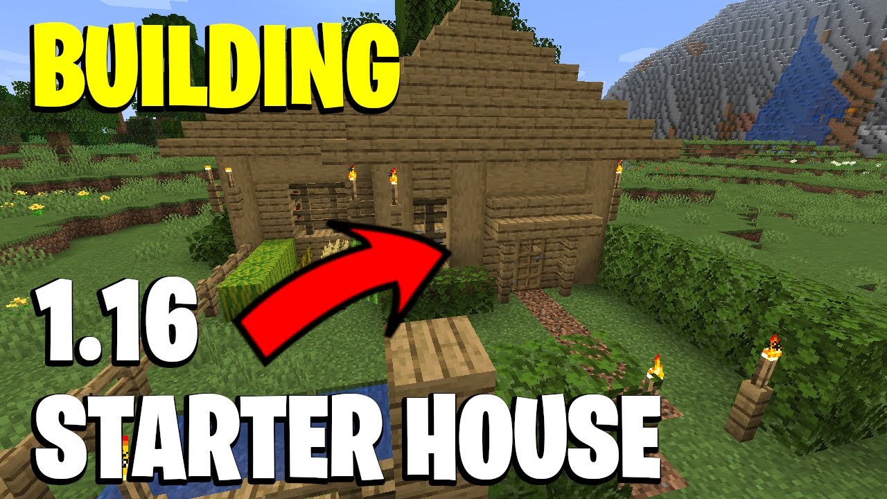 HOW TO BUILD A STARTER HOUSE IN MINECRAFT 1.16.1  - (BUILDING TUTORIAL)