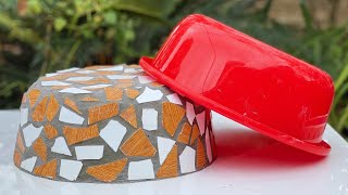 DIY super economical plant pot from broken marble tiles and cement at home - Simple and practical