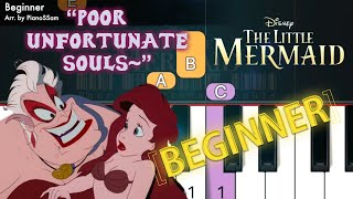 [Beginner] Poor Unfortunate Souls - The Little Mermaid | Piano Tutorial with Finger Numbers