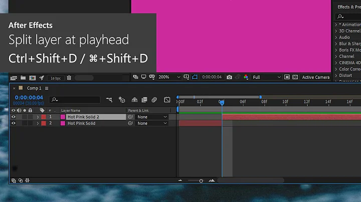 After Effects - How to split a layer at the playhead  (Very Quick Tutorial)