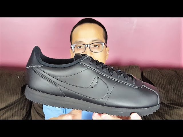 nike cortez triple black leather