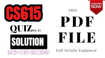 CS615 quiz 1 solution 2023 || CS 615 quiz 1 searching PDF file