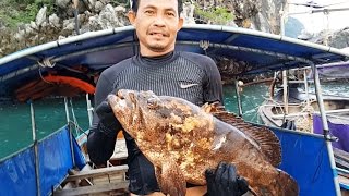 ดำน้ำยิงเก๋าทะเลตัวแรกไซต์10โลทะเลกระบี่ Krabi Spearfishing in andaman sea #1