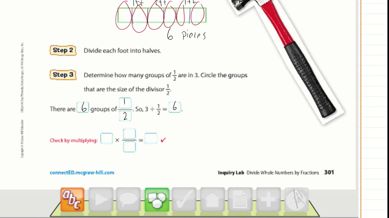 6th Grade Math Inquiry Lab Pg 301: Divide Whole Numbers with Fractions ...