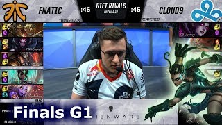 Fnatic vs Cloud 9 | Game 1 Relay Race Finals NA vs EU Rift Rivals 2019 LoL | FNC vs C9