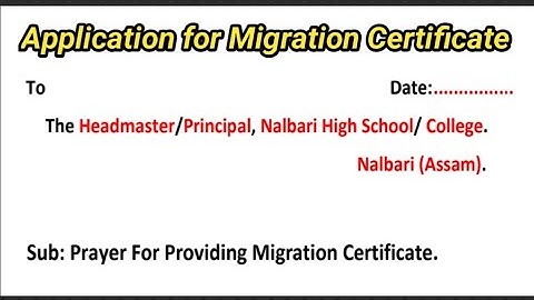 Application for Migration Certificate in English | Write an Application for Migration Certificate |