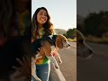 She   Saves Exhausted Dog on the Road 🐶❤️ | Heartwarming Rescue Moment #Shorts