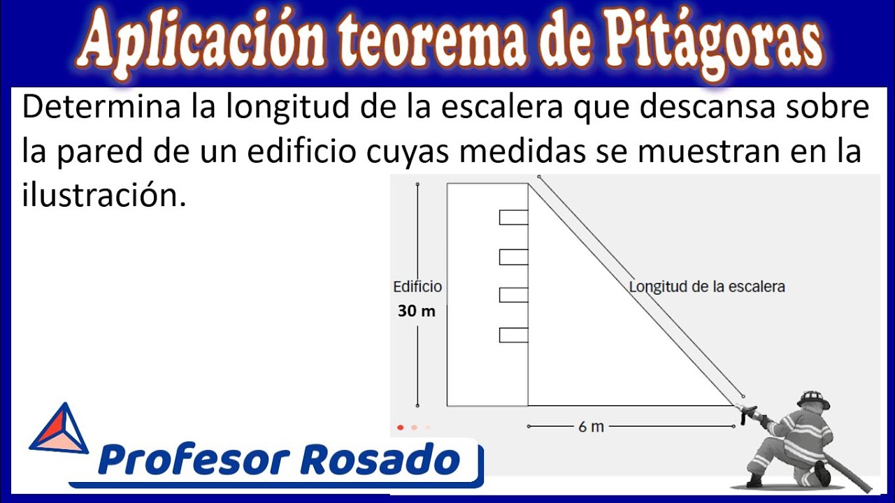 APLICACIÓN DEL TEOREMA DE PITÁGORAS / CÁLCULO LONGITUD DE UNA ESCALERA