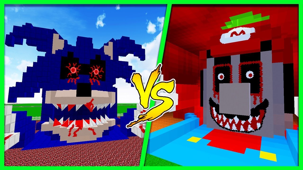 awesome oscillator Minecraft SONIC.EXE HOUSE VS MARIO.EXE HOUSE BUILDING CHALLENGE