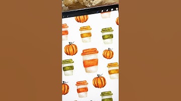 How to draw autumn coffee cup on procreate digital watercolor #procreate #digitalart #art #drawing