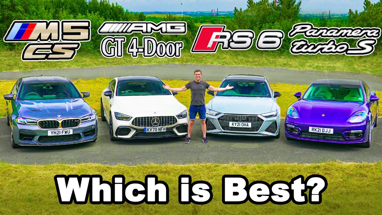 BMW M5 CS v AMG GT v Audi RS6 v Porsche Panamera: REVIEW & 0-60mph, 1/4 mile, brake & drift 