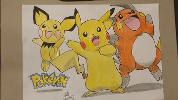 DRAWING POKEMON#01: PICHU, PIKACHU & RAICHU | SPEED DRAWING