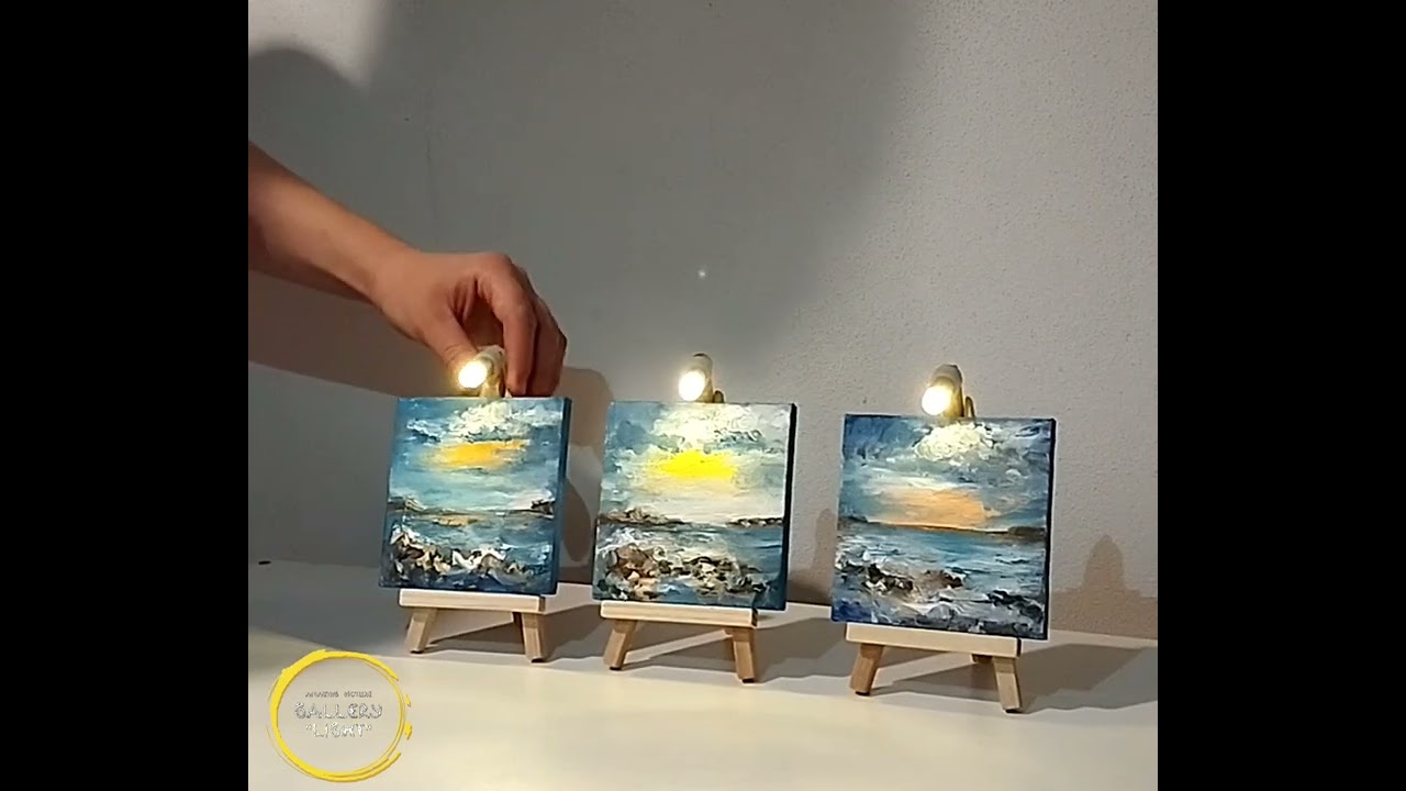 Triptych Wall Art Abstract Ocean Painting Original Miniature Summer Decor