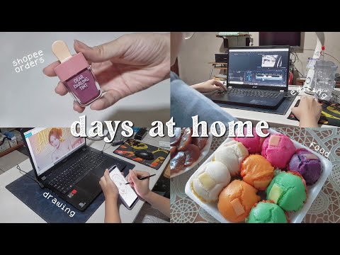 a few days at home 🏠 unboxing shopee orders, drawing, editing