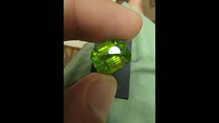​A Closer Look at a Rare Peridot with Spider Web Inclusions​ #Peridot #RarePeridot #gem #EmeraldCut