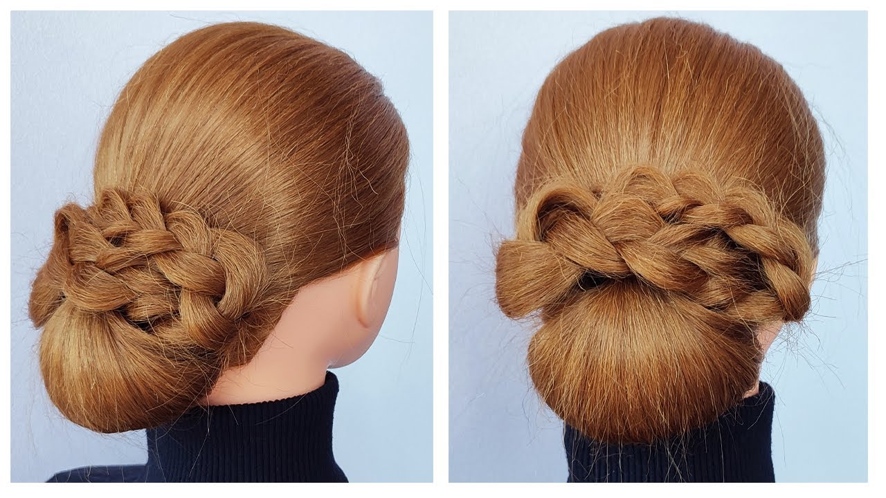 Braided Low Bun ️ Prom Updo Hair Tutorial for Wedding Guest ️ Tuto ...