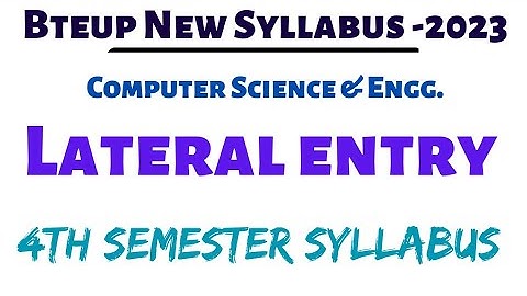 Computer science 4th semester Lateral entry Syllabus 2023 | Computer Science & Engineering Bteup