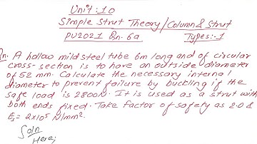 Struts and Column | Unit:10 | Types:1 | PU 2021 Qn6a |Strength of Material | Prashant YT |