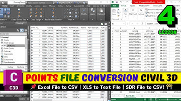 Create Point File Format Civil 3D | Lesson 4 | Convert Excel file to CSV and Text File | SDR file