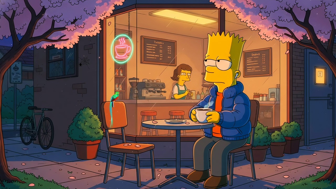 Spring Blossom Lofi 🌸 Lofi Hip Hop Mix 🎧 Bart Simpson's Cafe Study