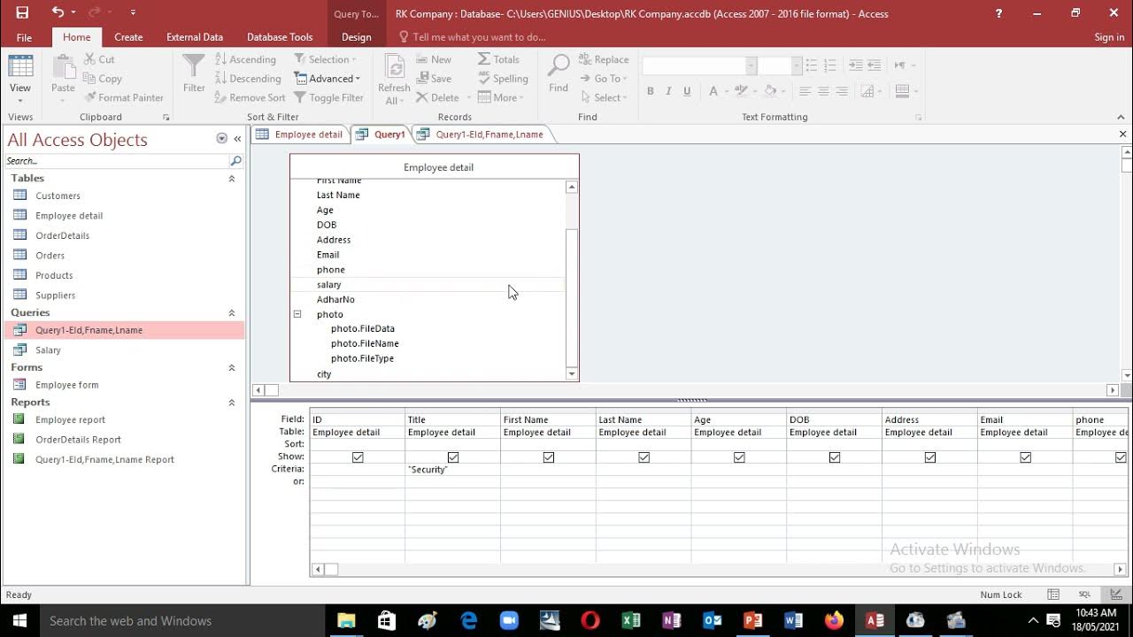 Microsoft-Access Database Management System Class-8 |BASAVA ITI MANVI ...
