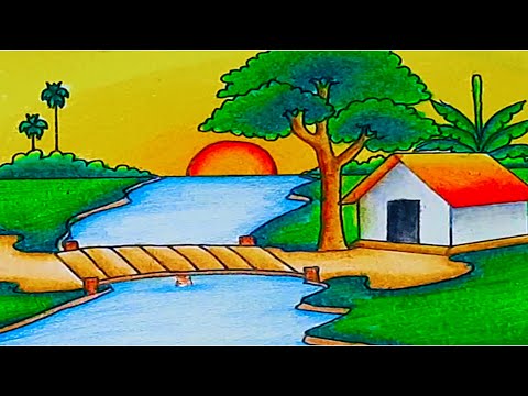 Oil Pastel | Scenery drawing for kids, Landscape drawing easy, Drawing  scenery