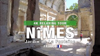 Relaxing Summertime Walking Tour | Jardin de La Fontaine | Nimes France | 4K 60fps