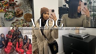 VLOG: lit friendsmas, first silk press in years, trying microlinks, new amazon nightstands