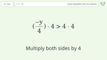 Solving Linear Inequalities: y/(-4)+6 is Greater Than 10