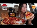 Pizza Hut Mukbang (New Spicy Lovers Pizza, Mozzarellas Sticks & Breadsticks! | Steph Pappas