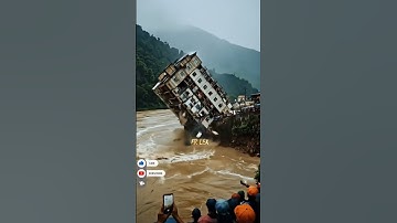 😱😱‼️ Caught on Camera: Flood Destroys Building#ai #shortvideo #building