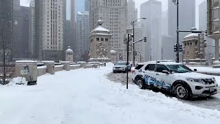 Chicago Blizzard Snow Walk | Millennium Park, Magnificent Mile, Downtown | Lofi Chill Study/Relax