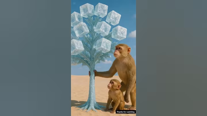 monkey and baby monkey plant snow tree😥#ai #monkey #bear
