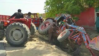 Dangrous Tractor Accident on the Road | Tractor Kulti with Massey Forguson Help | Tractor Video