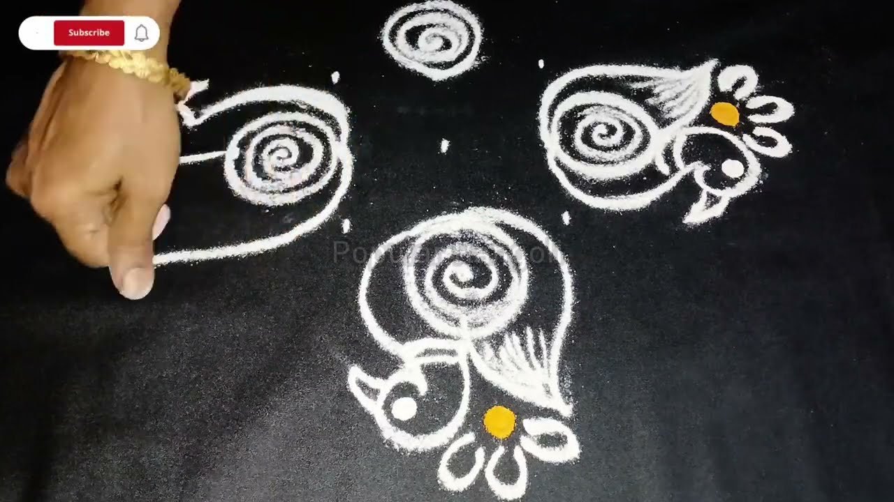 Красивый дизайн птичьего колама для входа|Маленький колам|Кутти колам|Легкий птичий колам|Ежеднев...