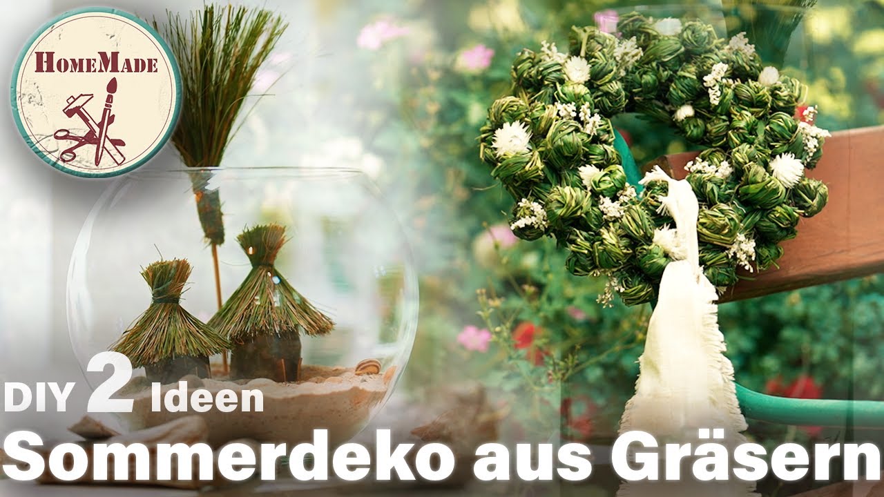 DIY | Sommerdeko aus Gräsern 2 Ideen | Kranz und Dekohäuschen aus Naturmaterialien