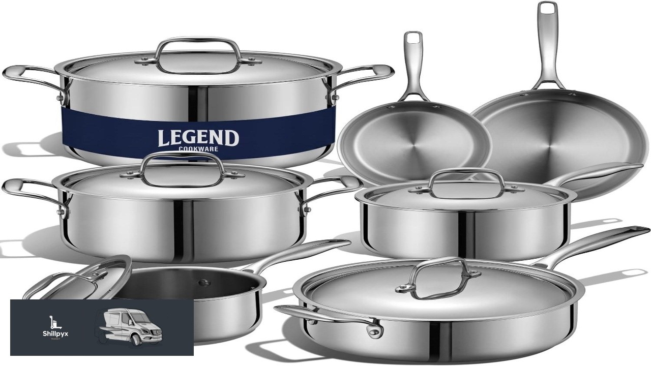 LEGEND COOKWARE 5 Ply Stainless Steel Cookware Set 12 Piece Pots and ...