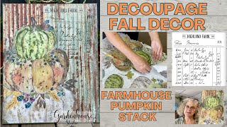 Fall Decor Decoupage Farmhouse Style with Vintage Accents using Roycycled Decoupage Papers & Stencil