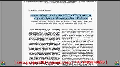 Antenna Selection for Reliable MIMO OFDM Interference Alignment Systems Measurement Based Evaluation