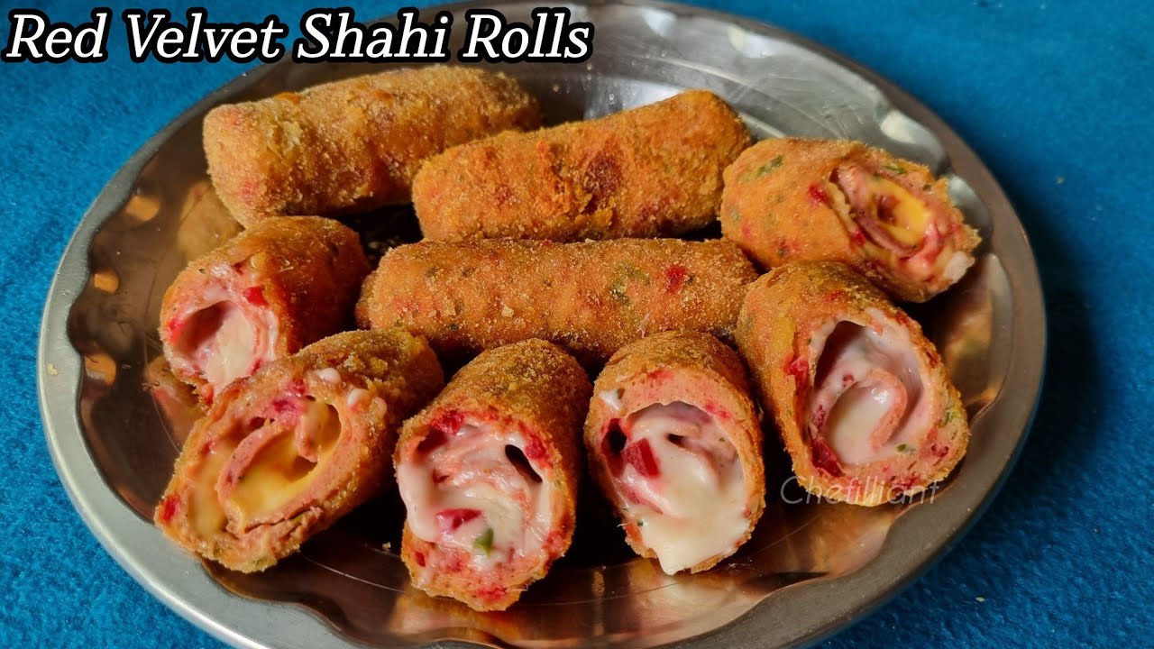  Red Velvet Chicken Shahi Roll | Unique Mughlai Style Chicken Roll Recipe | Cheesy Chicken Rolls 