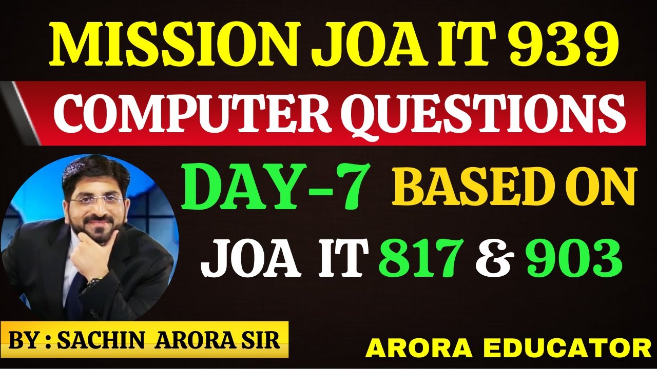 JOA IT 939 Exam | JOA IT 939 Computer Questions | JOA IT 939 Classes | JOA IT Preparation | Day-7 |