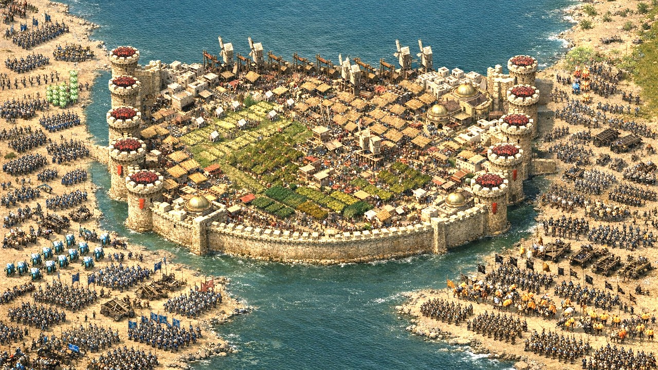 Two Fronts (1v7 Deathmatch) - Stronghold Crusader Definitive Edition Skirmish Gameplay