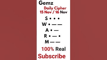 Gemz Daily Cipher Morse Code 15 Nov 16 Nov 2024 | Unlock Today’s Code & Rewards! #gemzdailycode