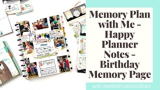 Memory Plan with Me - Happy Planner Notes - Birthday Memory Page