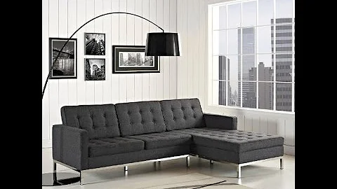 loft right arm wool sectional sofa dark gray